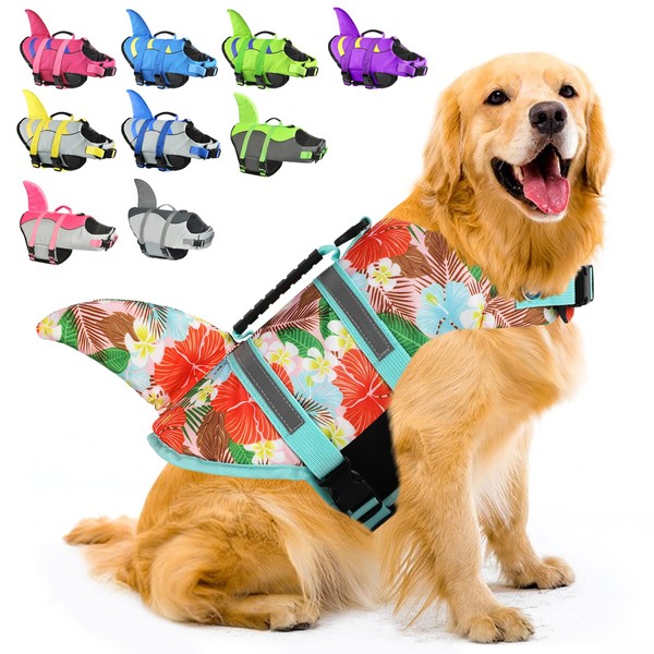 Fragralley Shark Dog Life Jacket, Adjustable Dog Life Vest with