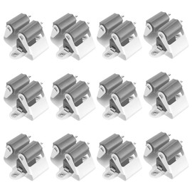 3-H Mop Broom Holder, Mop Wall Mounted Clips Heavy Duty, Broom Storage Rack Hooks,Mop Hanger Broom Organizer for Closet Kitchen Garden Garage Bathroom Office(Grey 12pc)