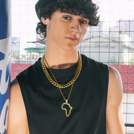 Richsteel Men Hip Hop Pendant Africa Map Necklace Cubic Zirconia African Gold Chain Jewellery for Women