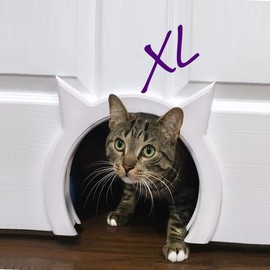 The Kitty Pass XL Cat Door for Interior Door - Cat Hole Kitty Door for Hidden Litter Box - Pet Door for Cats up to 30 lbs - Semi Gloss White Extra Large Cat Door Interior Door