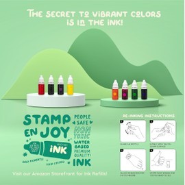 Stamp Joy - Premium Refill Ink for Self Inking Stamps and Stamp Pads, Ink Pads, Water-Based, 8 Color Set