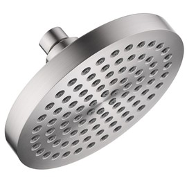BRIGHT SHOWERS High Pressure Shower Head, 6 Inch Rain Shower Head, 2 Spray Settings Rainfall Shower Heads, Adjustable Angle Replacement Bathroom Showerhead, Easy Installation Brushed Nickel