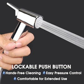 Pulverizador de bidé manual para inodoro, botón de presión con cerradura, pulverizador de baño de alta presión, pulverizador para pañales de tela e higiene personal, instalación sin