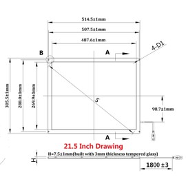 21.5 Inch Multi Points IR Touch Screen, Infrared Touch Screen Panel, USB Free Driver with Tempered Glass for Kiosks, Touch Screen Monitor, Interactive Device Machine