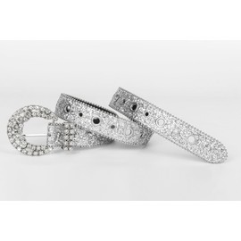 XuoAz Women Rhinestone-Leather-Belts Western-Cowboy-Cowgirl Belt Bling-Diamond Waist Belt for Jeans Pants