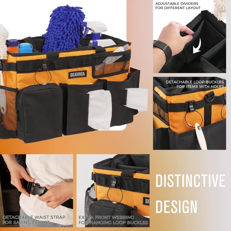 SCAVATA Wearable Cleaning Caddy Bag, Cleaning Caddy Supplies Organizer with