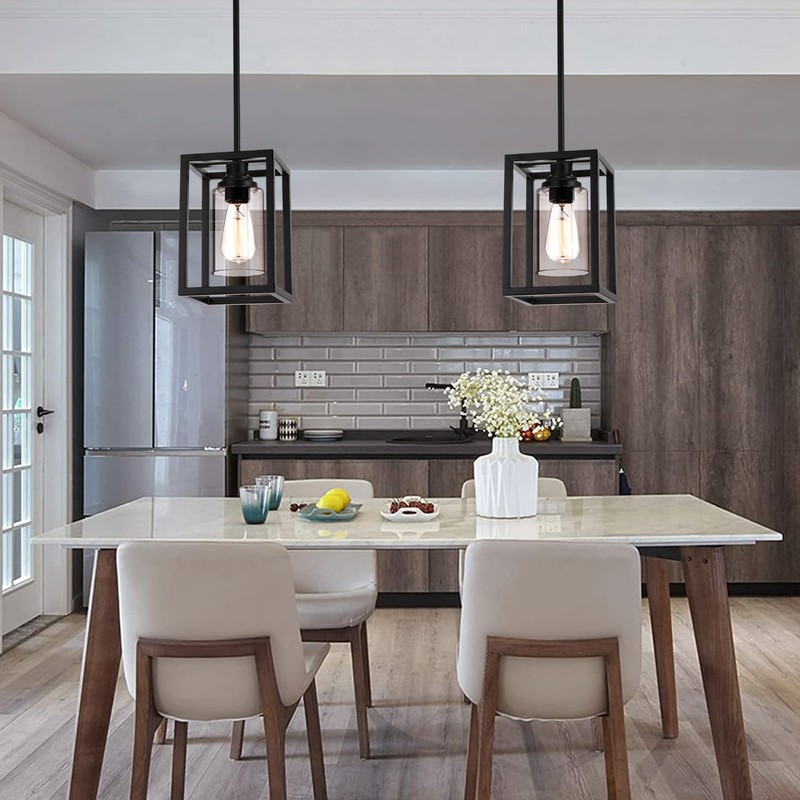 Kitchen Pendant Lighting Over Island, 1-Light Matte Black Farmhouse Pendant