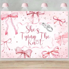 Sensfun She's Tying the Knot Bridal Shower Decorations Backdrop Banner,Coquette Pink Bow Bachelorette Party Backdrops Rose Gold Dots Bowknot Background Wedding Shower Party Decor Photo Booth 7x5ft