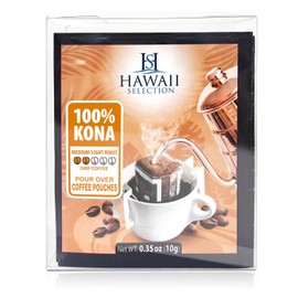 Hawaii Selection/ 100% Kona Coffee/Medium-Light Roast/Single Serve/Pour Over Coffee/Drip Coffee/ 5 pouches