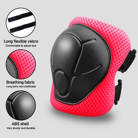Kids Protective Gear Set Knee Pads for Kids 3-14 Years Toddler Knee and Elbow Pads with Wrist Guards 3 in 1 for Skating Cycling Bike,Biking, Roller Skates, Scooters (Red, M(8-14Years))