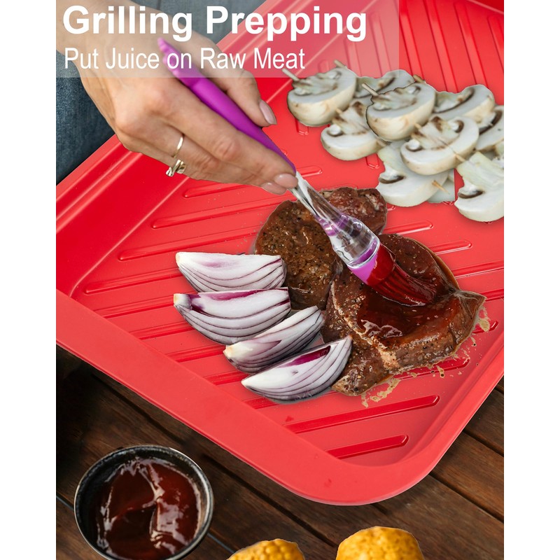 ECOIOU Grilling Prep and Serving Tray with Lid, BBQ Deep