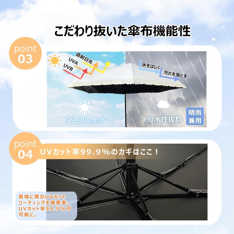 kakaden Parasol for Rain or Shine, Fully Light Blocking, UV