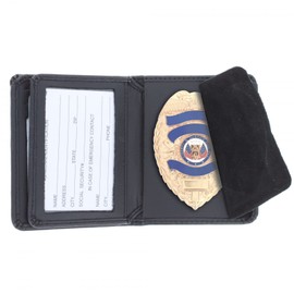 ASR Federal Black Leather Bifold RFID Wallet Police Badge Holder with Removable ID Card Holder, Shield