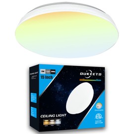 LED Flush Mount Ceiling Light - 15 Inch Ceiling Light Fixtures 3000/4000/5000K Adjustable, 25W (200W Equivalent), 2200LM, Dimmable Light Fixture for Bedroom, Kitchen, Bathroom, Energy Star, ETL