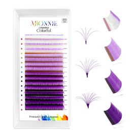 Colored Lash Extensions, Easy Fan Lash Extensions 0.07 D Curl Colored Lash Extensions,Color Lash Extensions,12-15mm Mix Volume Lash Extensions, Lash Fan for Lash Extensions(0.07-D-Purple Ombre 12-15)