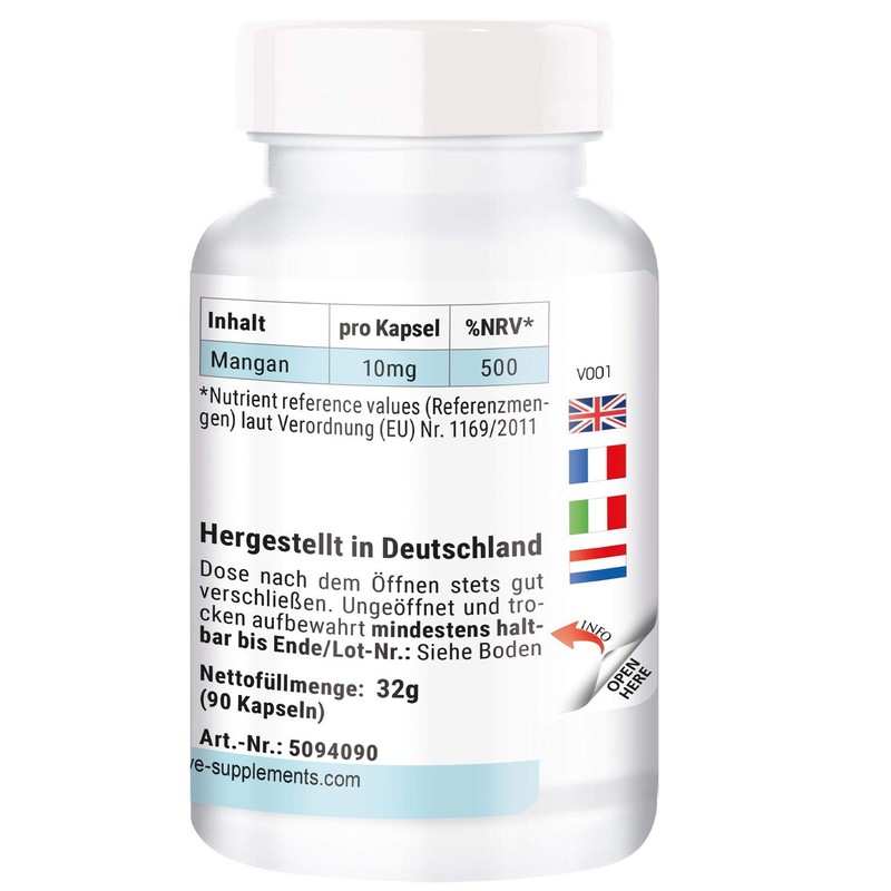 Manganese 10 mg - 90 Capsules - High Dose -