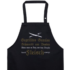 EXPRESS-STICKEREI Barbecue Apron Funny – with Saying Funny Cooking Apron BBQ Apron for Women / Men with Embroidered Saying Adjustable Bib Apron Kitchen Apron Gift Grill Fan BBQ Father's Day, Grilled