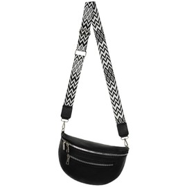 Bum Bag Shoulder Bag Crossbody Bag Waist Bag Faux Leather Italy Design, black, Belt Bag & Waist Bag