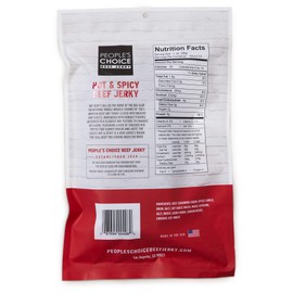 People's Choice Beef Jerky - Classic - Hot & Spicy - Big Slab - Whole Muscle Premium Cuts - Bulk Jerky Package - Thin Sheets - Low Sodium Low Salt High Protein Meat Snack - 15 Count, 1 Bag