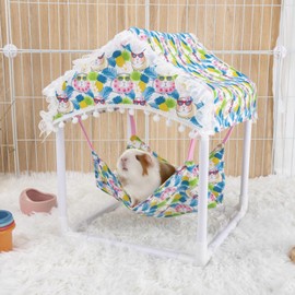 BESNEW Waterproof Guinea Pig Hammock with Stand,Cute Guinea Pig Printed Hammock for Guinea Pigs Bunny Ferret Hamster Hiding Sleeping Activities Bite-Proof Soft and Easy to Clean