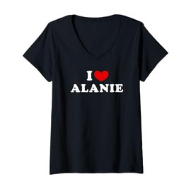 Damen I Love Alanie, Ich Liebe Alanie T-Shirt mit V-Ausschnitt