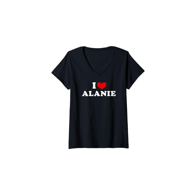 Damen I Love Alanie, Ich Liebe Alanie T-Shirt mit V-Ausschnitt