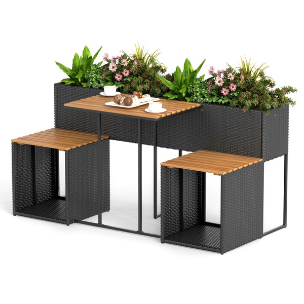 Moccha Patio Furniture Set with Raised Garden Bed - Rattan
