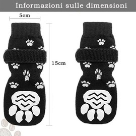 Voarge Pack of 8 Non-Slip Dog Socks, Dog Socks that Keep Paws Warm, Adjustable Strap, Not Easy to Loose, Black, 15 x 5 cm