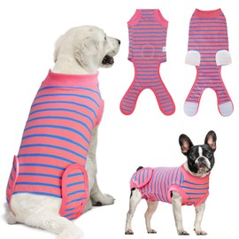 Dog Surgery Recovery Suit, Recovery Shirt for Male Female Dog Cats, Cone E-Collar Alternative Abdominal Wounds Spay Bandages Onesie, Anti-Licking Pet Surgical Recovery Snugly Suit,Pink Large