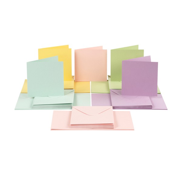 Card Making Cards and Envelopes Set, 15 x 15 cm, Pastel 100-Piece