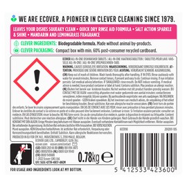 Ecover All-In-One Dishwasher Tablets, Contains Salt & Rinse Aid, Power Cleaning, Mandarin and Lemongrass Scent, Pack of 1, 45 Tablets