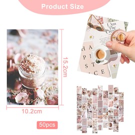 Aesthetic Picture for Wall Collage, Pack of 50 Pictures Collage Set, Vintage, 4 x 6 Inches, Warm Colour Collage Print Set, Wall Collages Beige, Wall Collages, Suitable for Bedroom, Office, Photo