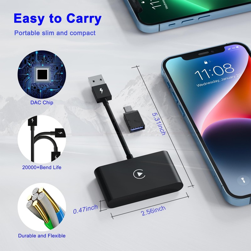 Wireless Carplay Adapter,Wireless Apple Carplay Dongle Adapter,Car Apple Carplay Bluetooth