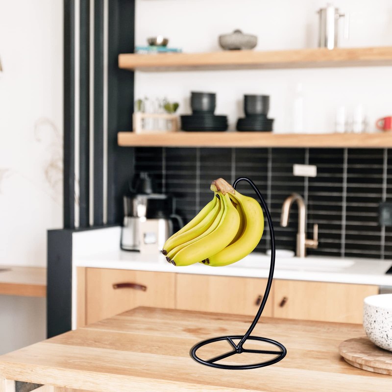 EGMEHOAD Banana Holder Stand, Banana Hanger Stand Black, Metal Bananas