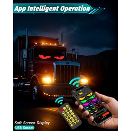 2.75"x6.8" Devil Eyes Light Sign for Cars,Window LED Eyes,Soft Screen for Car Windows, DIY Car Dynamic LED Smart Colorful Eye Lamp Soft Screen, Windshield Eyes Animated Led (1PCS/2.75 * 6.8 in)