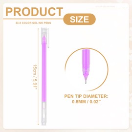 PATIKIL 24 Pcs Colored Gel Pens, 0.5mm Fine Point Pastel Gel Pens High Light Ink for DIY Projects Painting Journaling Notebook Black Paper Drawing, 15cm Length Purple Ink