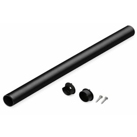 TAG Hardware Premium 1 5/16 Inch Diameter Round Wardrobe Tube Closet Rod with End Supports (18 Inch Long, Black)