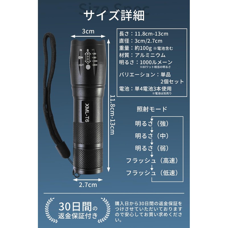 JOAMO Flashlight, LED Light, Disaster Preparedness Light, Flash Function, Small
