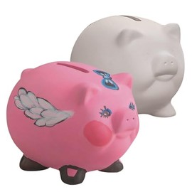 Color-Me! Ceramic Bisque Pig Banks (Pack of 12)