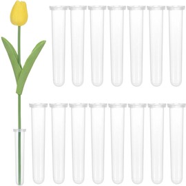 JEYORZY Pack of 15 Test Tubes for Flowers, 110 x 24 mm Test Tube Vase, Test Tube Plastic, Flower Water Tubes, Flower Tubes with Caps for Flower Arrangements Flowers Plants Decoration