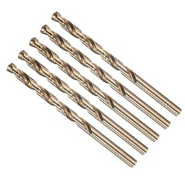 METALLIXITY 5mm Micro Drill Bit (#9) 5Pcs, 4341 High-Speed Steel Straight Shank 135° Gold for Drilling Low-to-medium Hardness Metal Copper Aluminum Plastic Wood