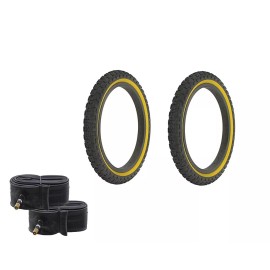 Duro PAIR OF BLACK GUM BICYCLE DURO BMX TIRES W/ TUBES IN 16 X 2.125 COMP III TREAD