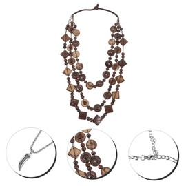 COLLBATH Elegant Fashion Necklace Wooden Beads for Ladies and Girls Retro Style