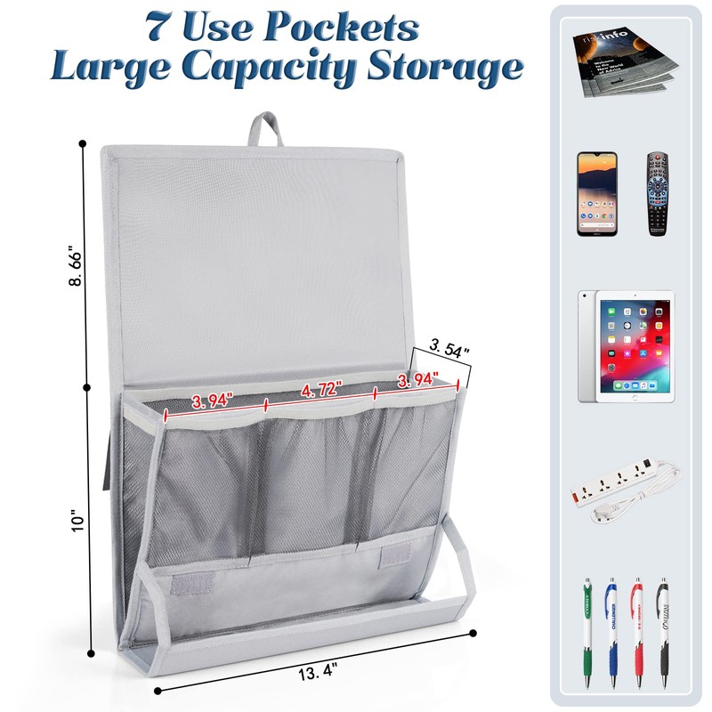 Retyion Bedside Storage Organizer with Power Strip Holder and Adjustable