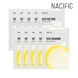 Nessific Mask Pack Cica Tea Tree Relaxing x 5 + Vita Ceramide Moisture x 5 / 네시픽 마스크팩 시카 티트리 릴렉싱 x5개+비타 세라마이드 모이스처 x5개