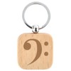 keepdrum Bass Clef Key Ring Wooden Square Gift for Musicians,