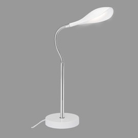 Briloner Leuchten LED Table Lamp with Cord Switch with Flexible Hose 500 Lumen 3,000 Kelvin Chrome White