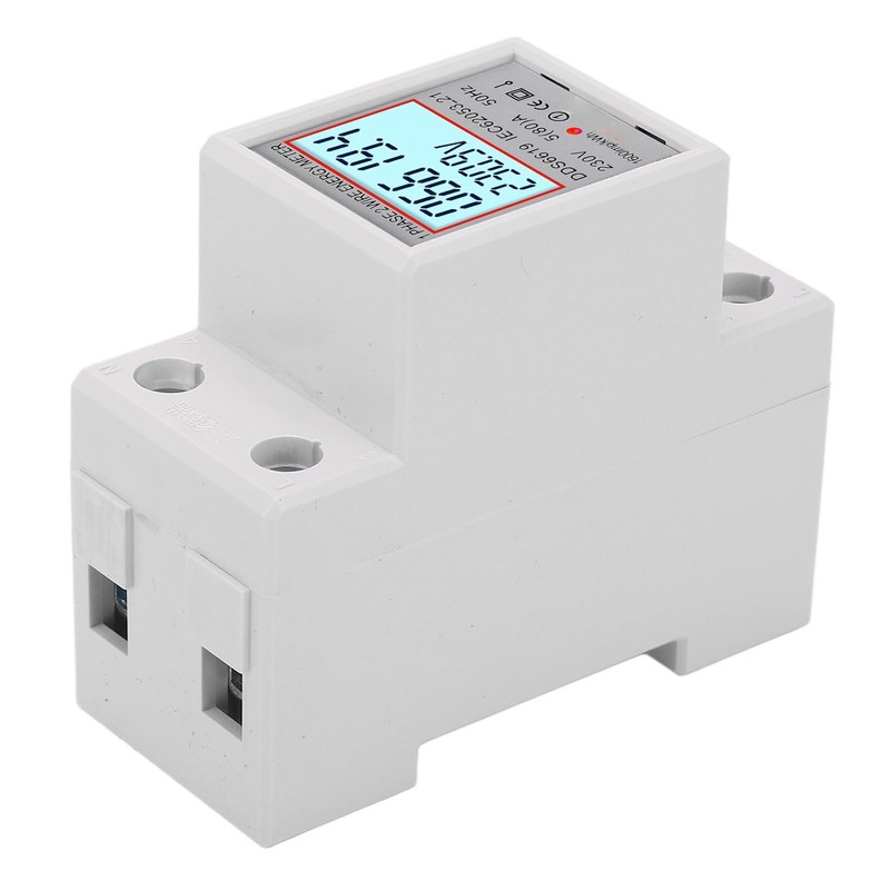 LCD Digital Electricity Meter Single Phase 2 Pin DIN Rail
