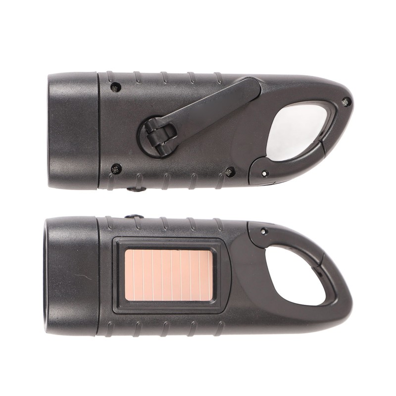 Hand Crank Solar Powered Rechargeable Flashlight Mini Solar Flashlight for