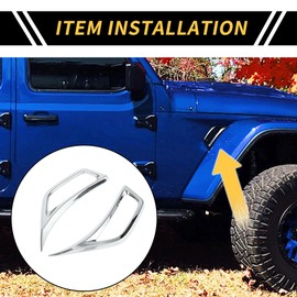 REPAIROCK Wheel Eyebrow Side Air Conditioning Vent Decor Cover for Jeep Wrangler JL JLU Gladiator JT 2018-2020 Fender Side Air Outlet Vent Decoration Trim Plastic Chrome Silver Tone Pair